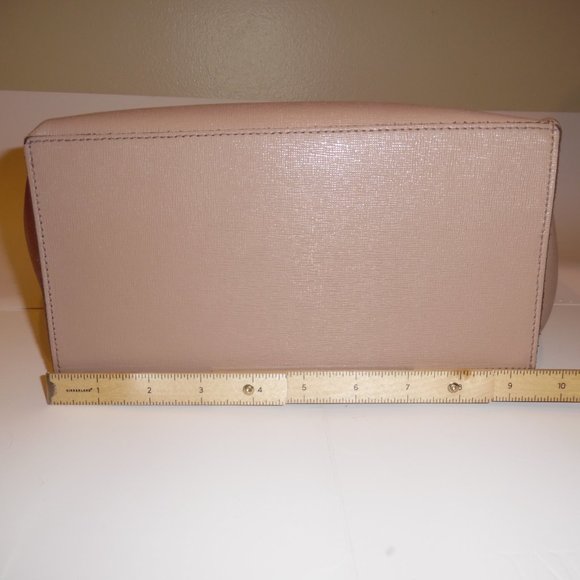 Furla Jucca Small Saffiano Beige Tan Leather Tote Logo Handbag Purse Bag - Picture 5 of 13